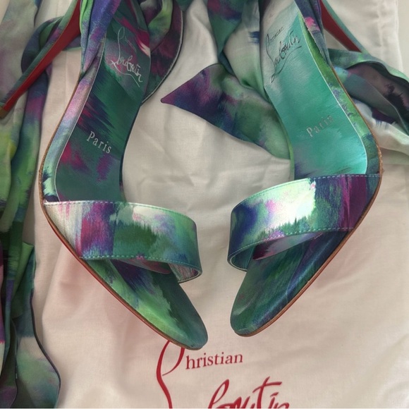 Christian Louboutin Leg Lace Heels - Teal - Picture 3 of 5